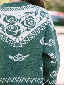 Emerald Green Floral Sweater