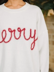 White Script Sweater