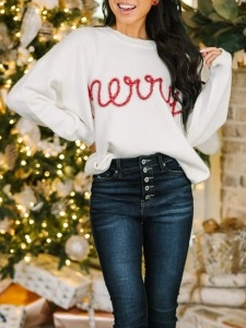 White Script Sweater