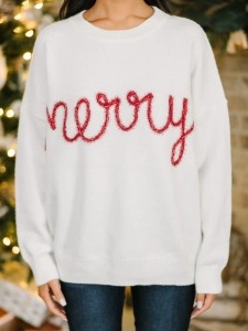 White Script Sweater