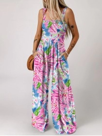 Bra and floral casual jumpsuit