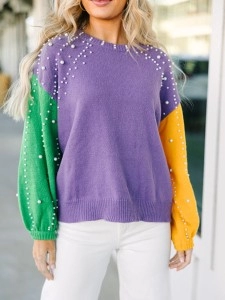 Purple Embellished Sweater