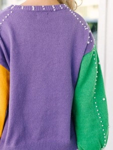 Purple Embellished Sweater