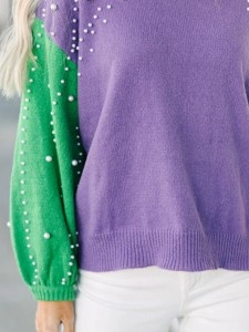 Purple Embellished Sweater