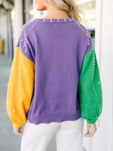 Purple Embellished Sweater