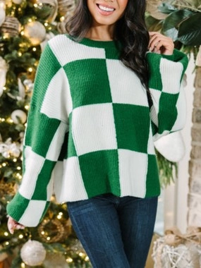 Emerald Green Checkered Sweater