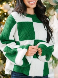 Emerald Green Checkered Sweater