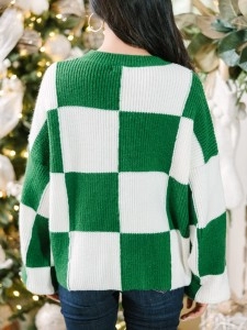 Emerald Green Checkered Sweater