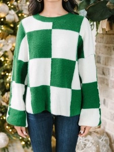 Emerald Green Checkered Sweater