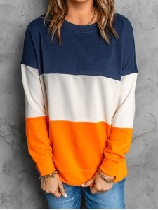 Casual color block loose sweatshirt