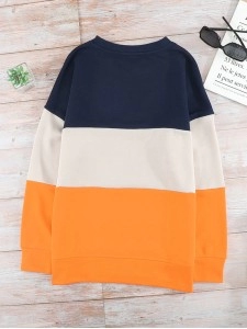 Casual color block loose sweatshirt