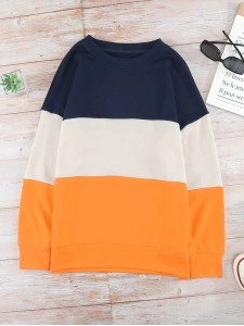 Casual color block loose sweatshirt