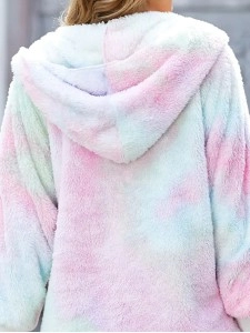 Casual colorful sherpa hooded coat