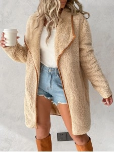 Casual commuter solid color sherpa coat