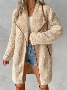 Casual commuter solid color sherpa coat