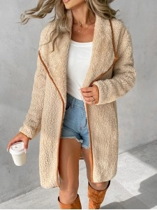 Casual commuter solid color sherpa coat