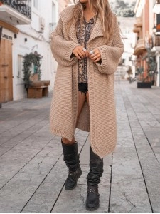 Casual knitted long cardigan