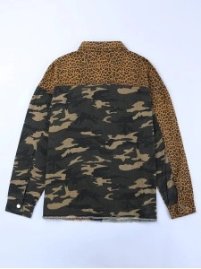 Casual leopard print patchwork camouflage jacket