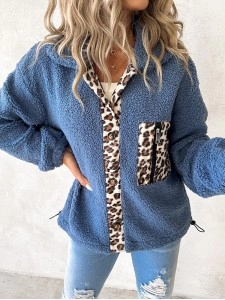 Casual leopard print sherpa jacket