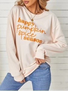 Casual letter print long sleeve sweatshirt