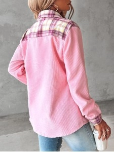 Casual pink plaid review corduroy jacket