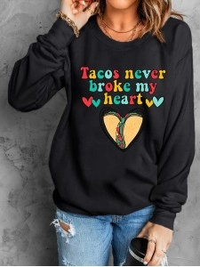 Casual printed crew neck sweatshirt