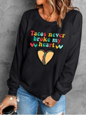 Casual printed crew neck sweatshirt