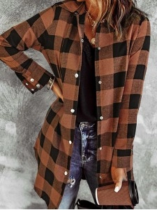 Casual retro contrast plaid jacket