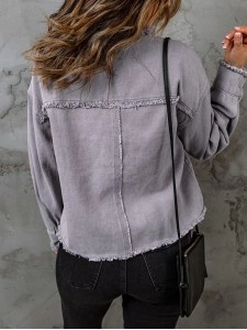 Casual solid color fringed short jacket