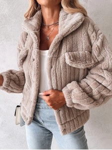 Casual solid color plush lapel jacket