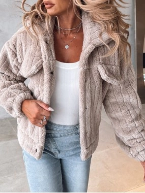 Casual solid color plush lapel jacket