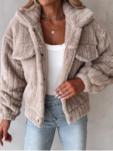 Casual solid color plush lapel jacket