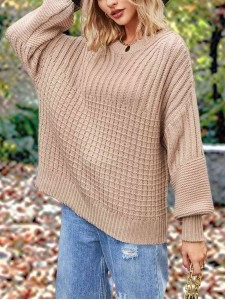 Casual solid color thick line sweater