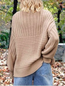 Casual solid color thick line sweater