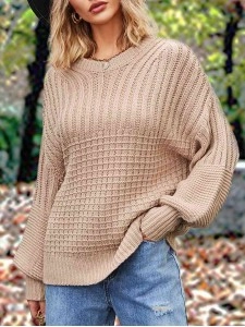 Casual solid color thick line sweater