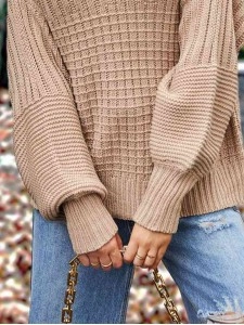 Casual solid color thick line sweater