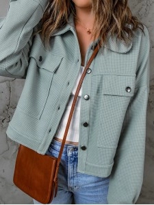 Casual solid color waffle jacket