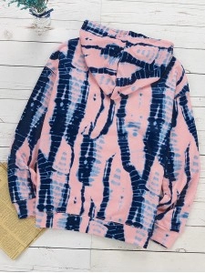 Casual Tie Dye Contrast Long Sleeve Hoodie