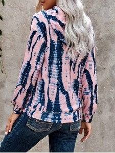 Casual Tie Dye Contrast Long Sleeve Hoodie