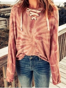 Casual tie-dye strappy hoodie