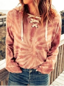 Casual tie-dye strappy hoodie