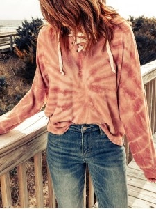 Casual tie-dye strappy hoodie