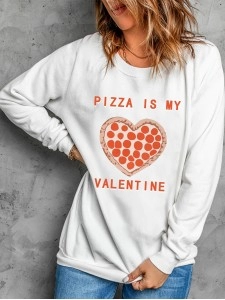 Casual Valentine printed sweatshirt