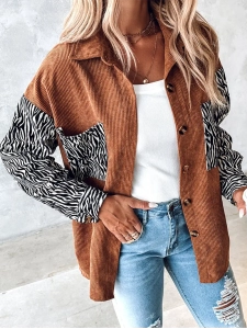 Casual zebra print corduroy jacket