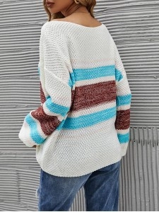 Color Block Boat Neck Knit Top