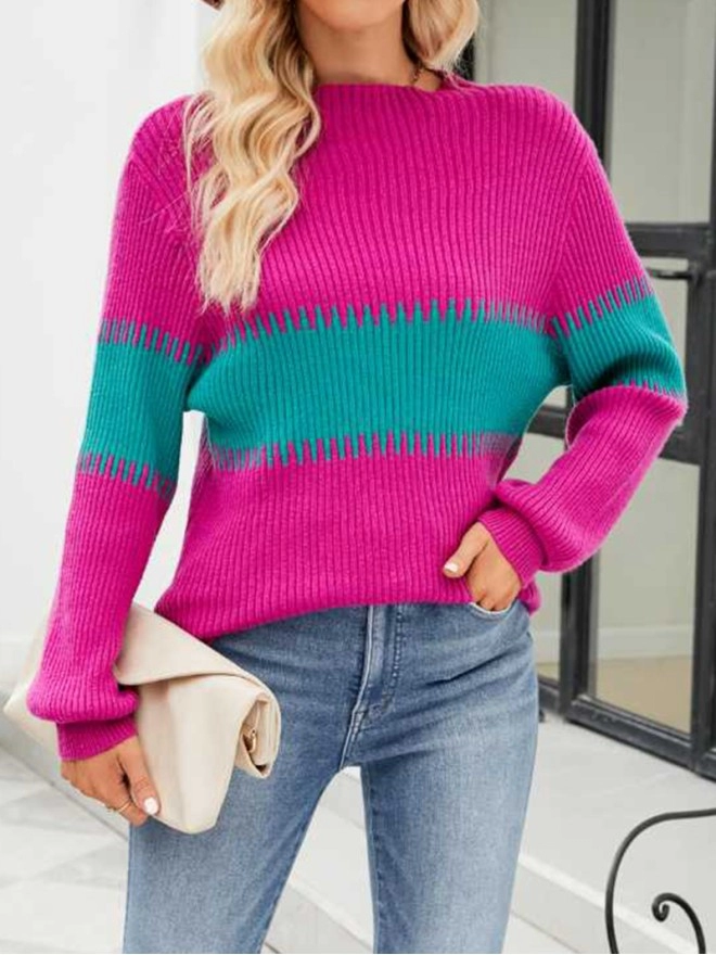 Contrast Round Neck Sweater