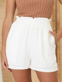 Cotton and linen shorts