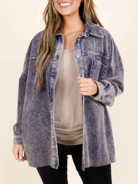 Dark blue pocket button denim jacket