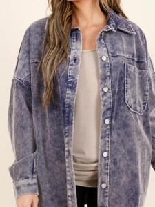 Dark blue pocket button denim jacket