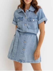 Denim Mini Dress - Light Wash